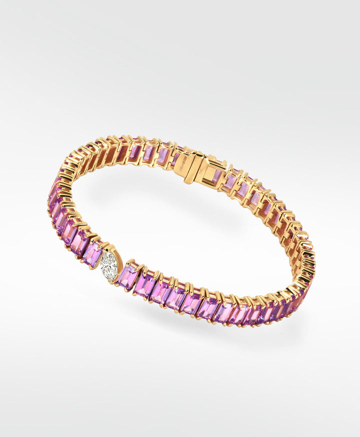 Veto Lux 14K Gold Armband W. Diamond & Saphire aus Laborgewachsen