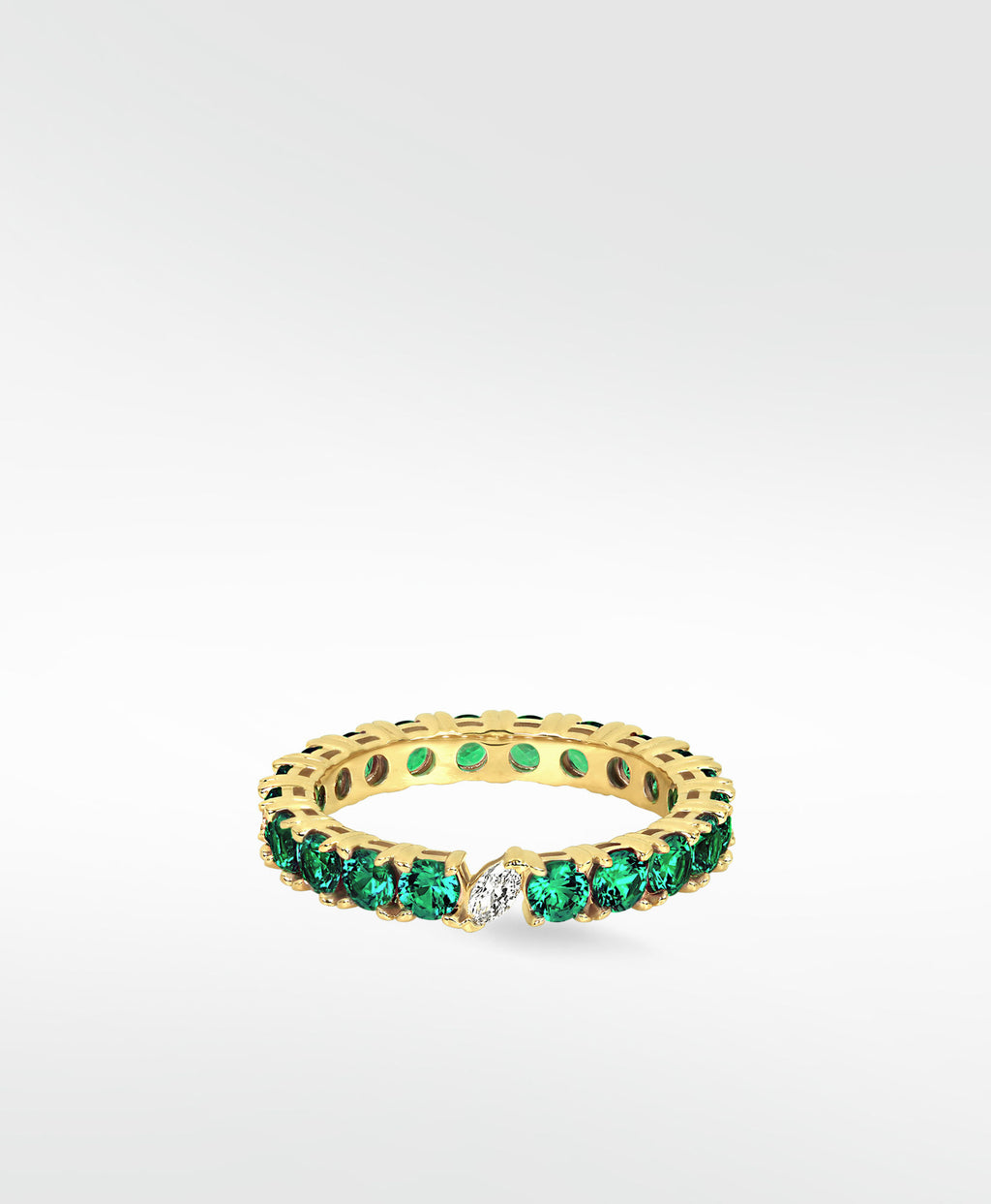 Veto Lux Eternity 14K Gold Ring w. Lab-Grown Diamond & Emeralds