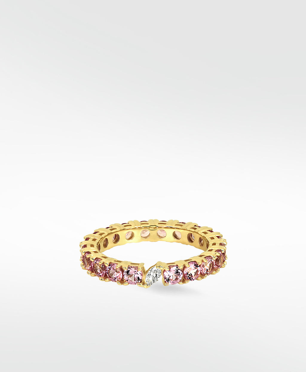 Veto Lux Eternity 14K Gold Ring w. Lab-Grown Diamond & Pink Sapphires