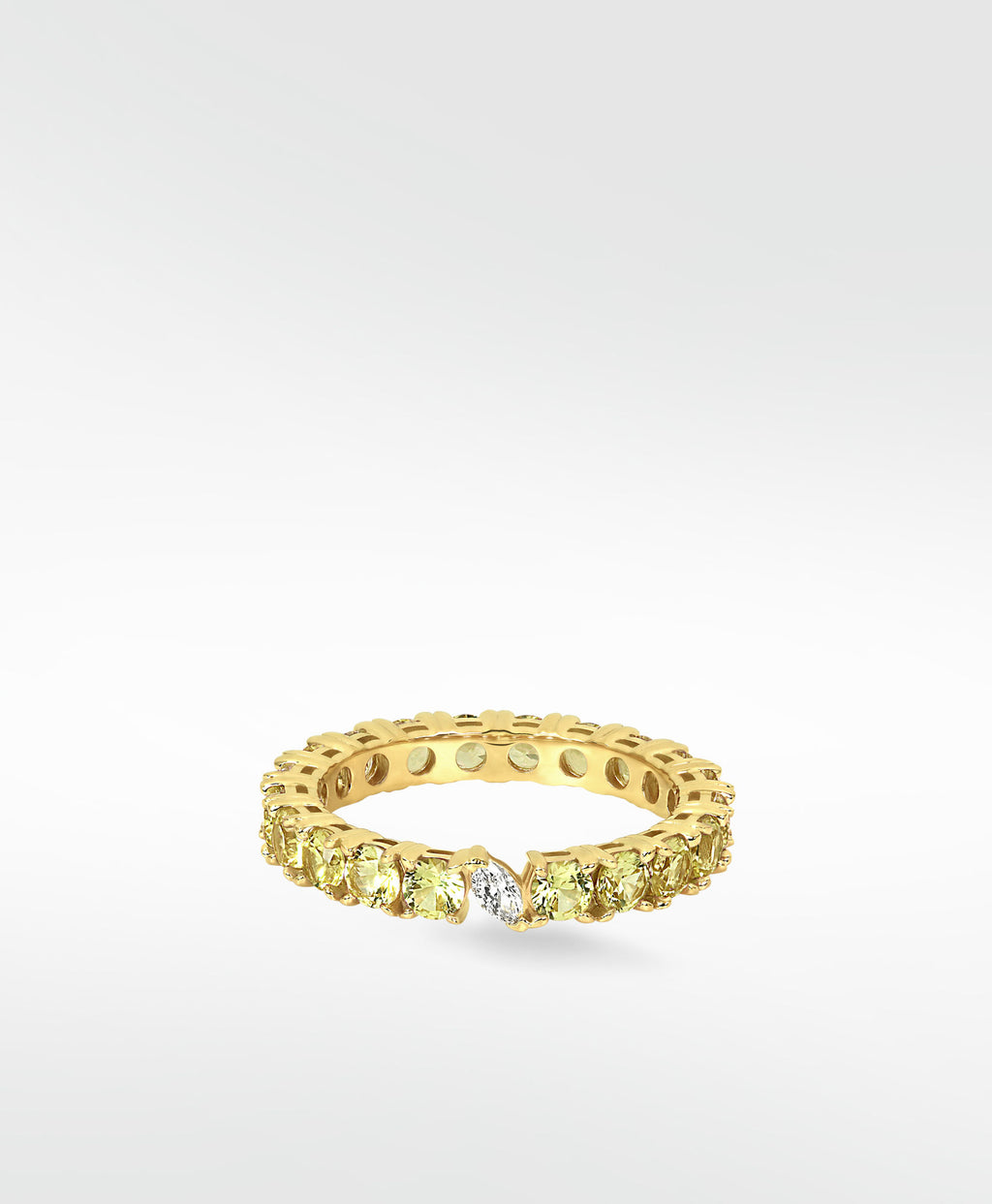 Veto Lux Eternity 14K Gold Ring w. Lab-Grown Diamond & Yellow Sapphires