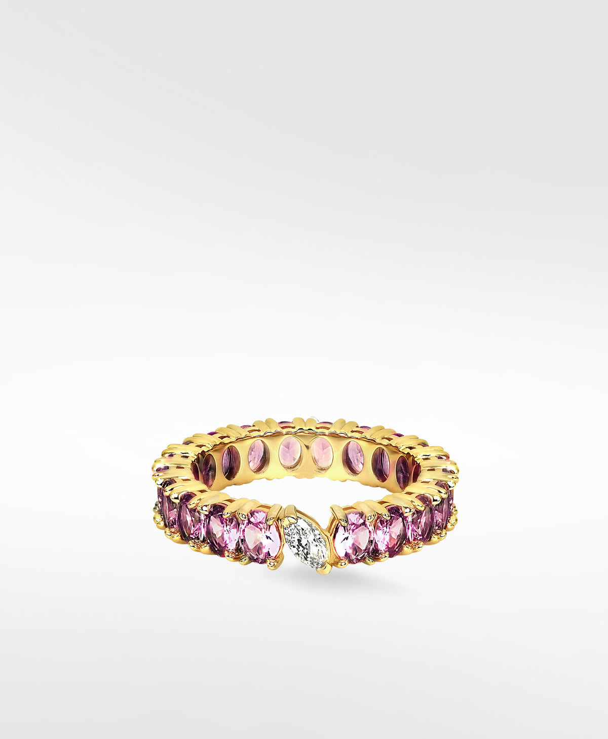 Veto Lux Oval  Eternity 14K Gold Ring w. Lab-Grown Diamond & Sapphire