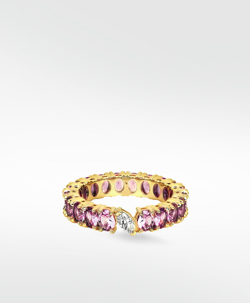 Veto Lux Oval  Eternity 14K Gold Ring w. Lab-Grown Diamond & Sapphire