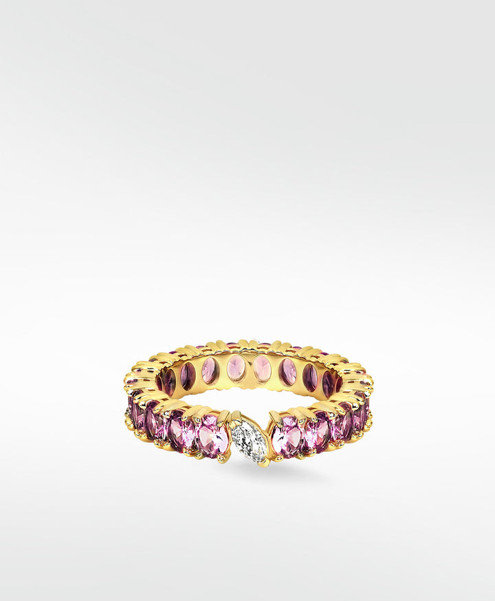 Veto Lux Oval  Eternity 14K Gold Ring w. Lab-Grown Diamond & Sapphire