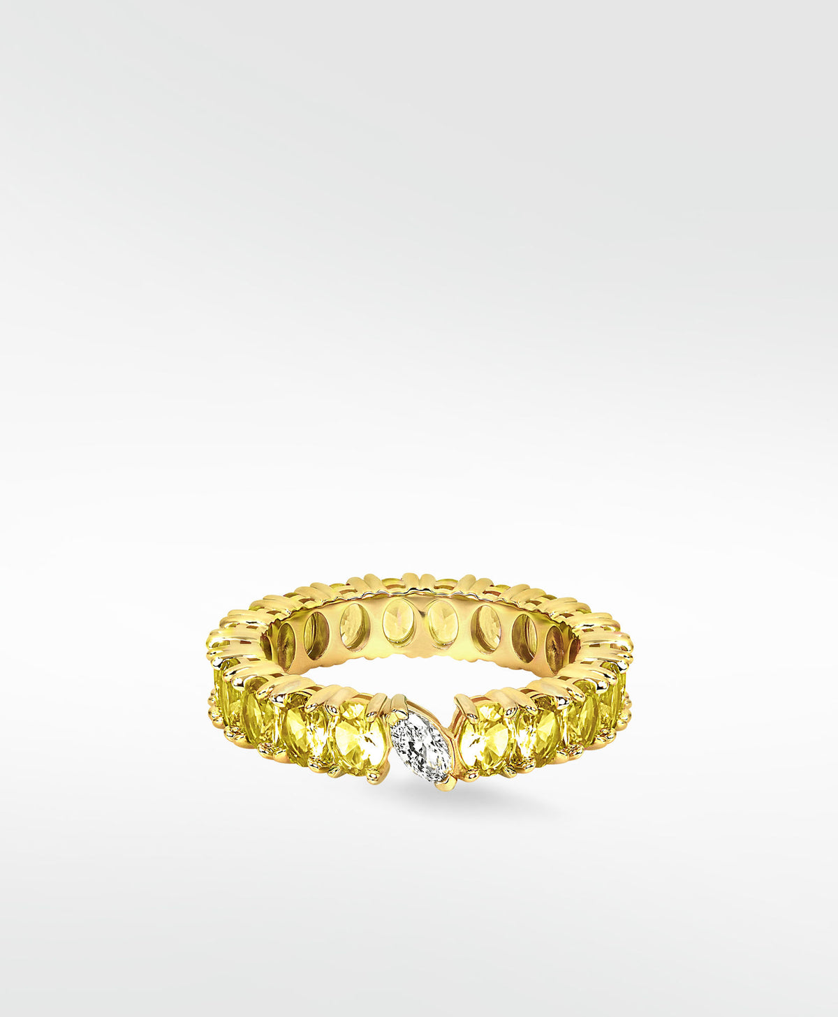 Veto Lux Oval Eternity 14K Gold Ring w. Lab-Grown Diamond & Sapphires