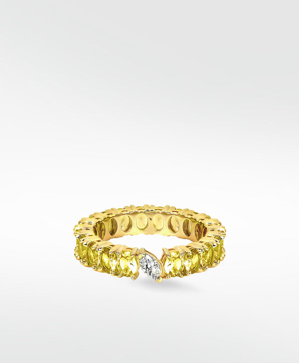Veto Lux Oval Eternity 14K Gold Ring w. Lab-Grown Diamond & Sapphires