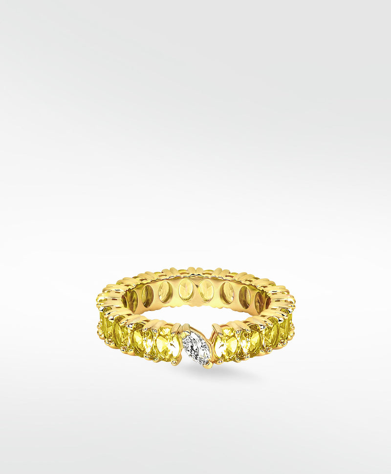 Veto Lux Oval Eternity 14K Gold Ring w. Lab-Grown Diamond & Sapphires