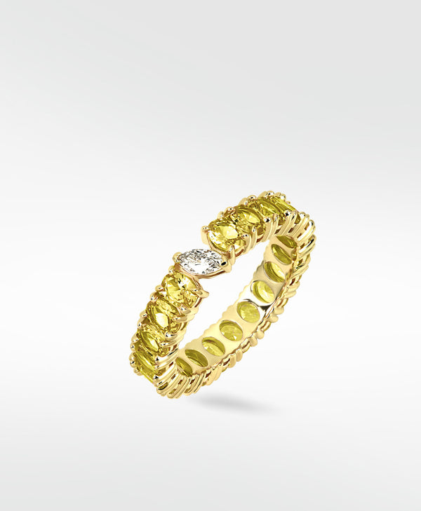 Veto Lux Oval Eternity 14K Gold Ring w. Lab-Grown Diamond & Sapphires