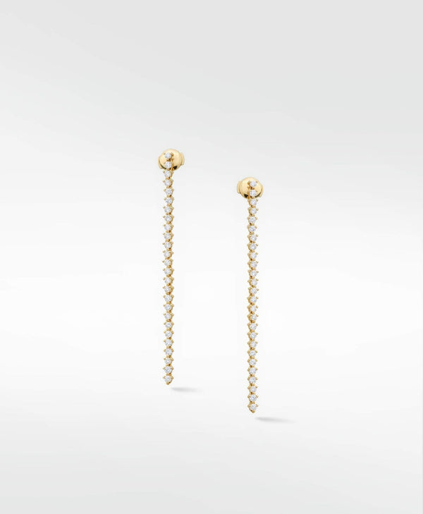 Modernist Tennis Drop 14K Gold Earrings w. Lab-Grown Diamond