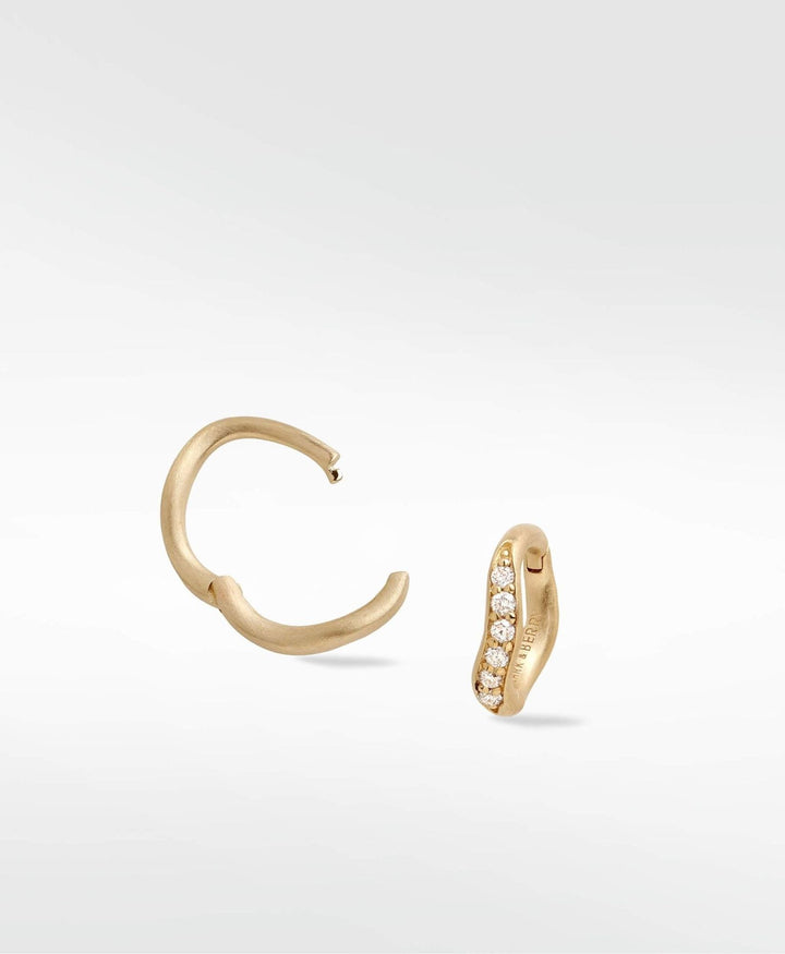 Dune Small Brushed 14K Gold Earring w. Lab-Grown Diamonds