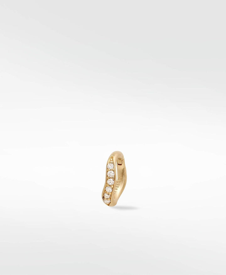 Dune Small Brushed 14K Gold Earring w. Lab-Grown Diamonds