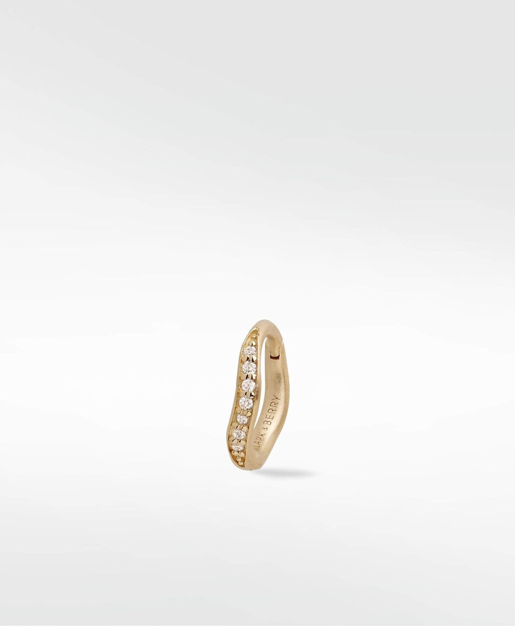 Dune Medium Brushed 14K Gold Earring w. Lab-Grown Diamonds