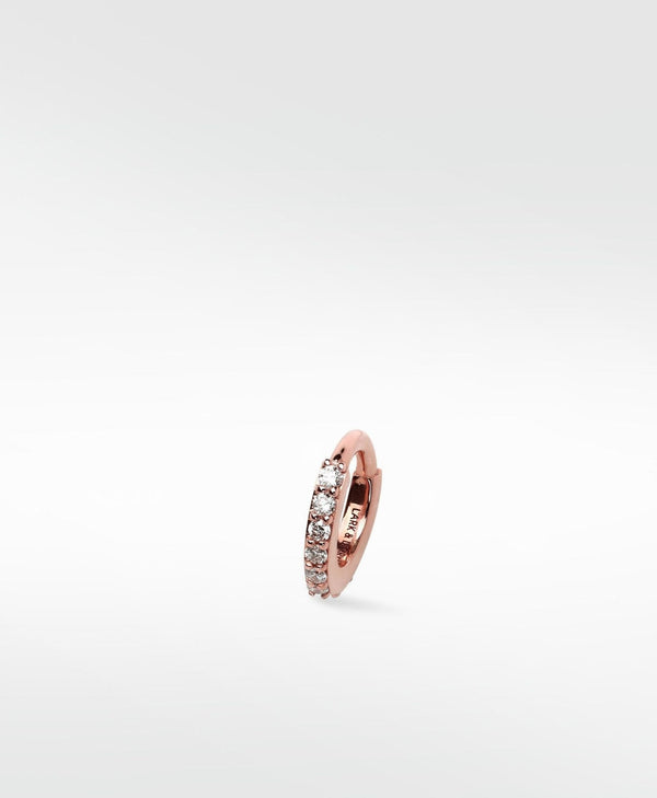 Modernist Pavé Small 14K Rosegold Hoop w. Lab-Grown Diamond