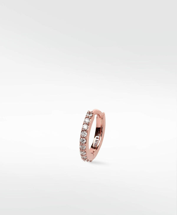 Modernist Pavé Medium 14K Rosegold Hoop w. Lab-Grown Diamond