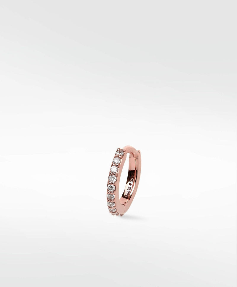 Modernist Pavé Medium 14K Rosegold Hoop w. Lab-Grown Diamond