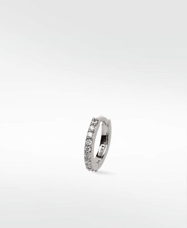 Modernist Pavé Medium 14K Hvidguld Hoop m. Lab-Grown Diamant