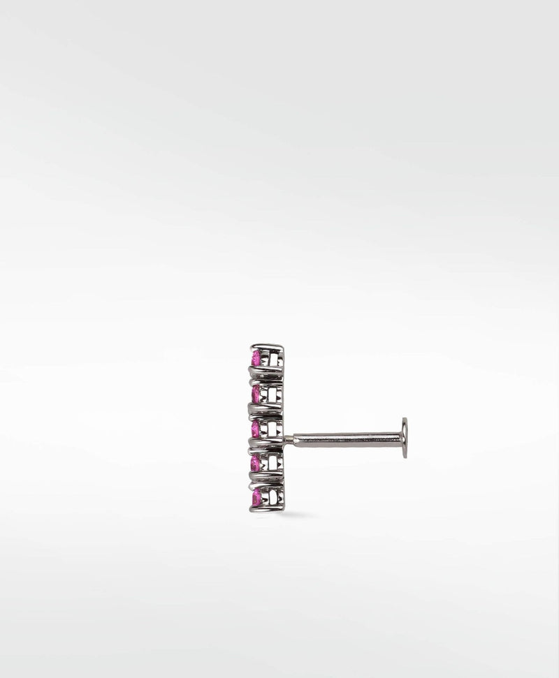 Modernist Tennis Small 14K Whitegold Ear Crawler Stud w. Purple Sapphires