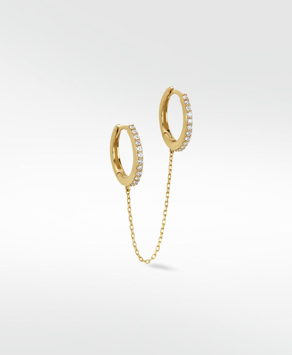 Duos 14K Gold Hoops w. Lab-Grown Diamond