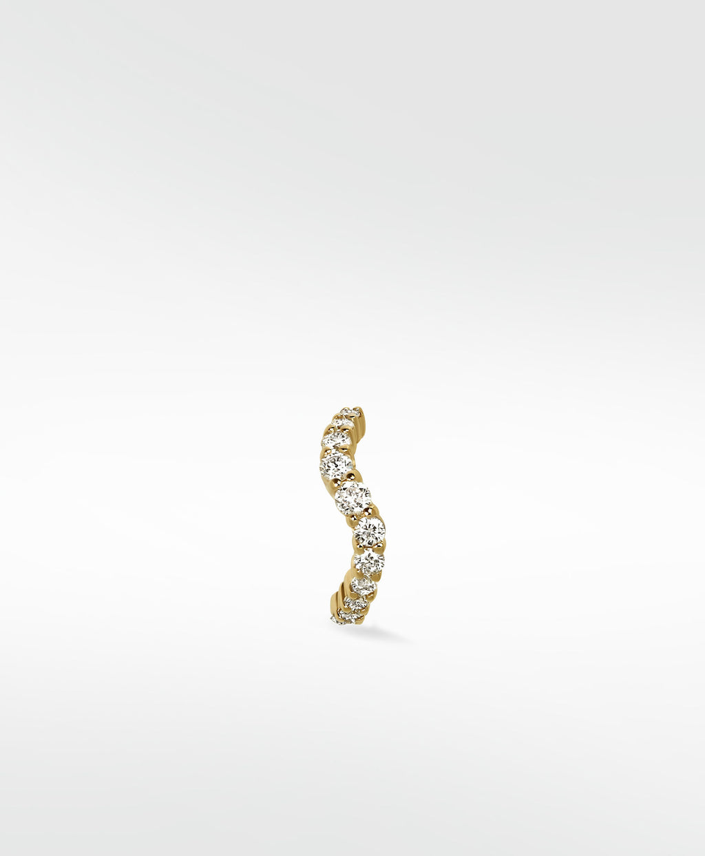 Wavy Diamond 14K Gold Earring w. Lab-Grown Diamonds