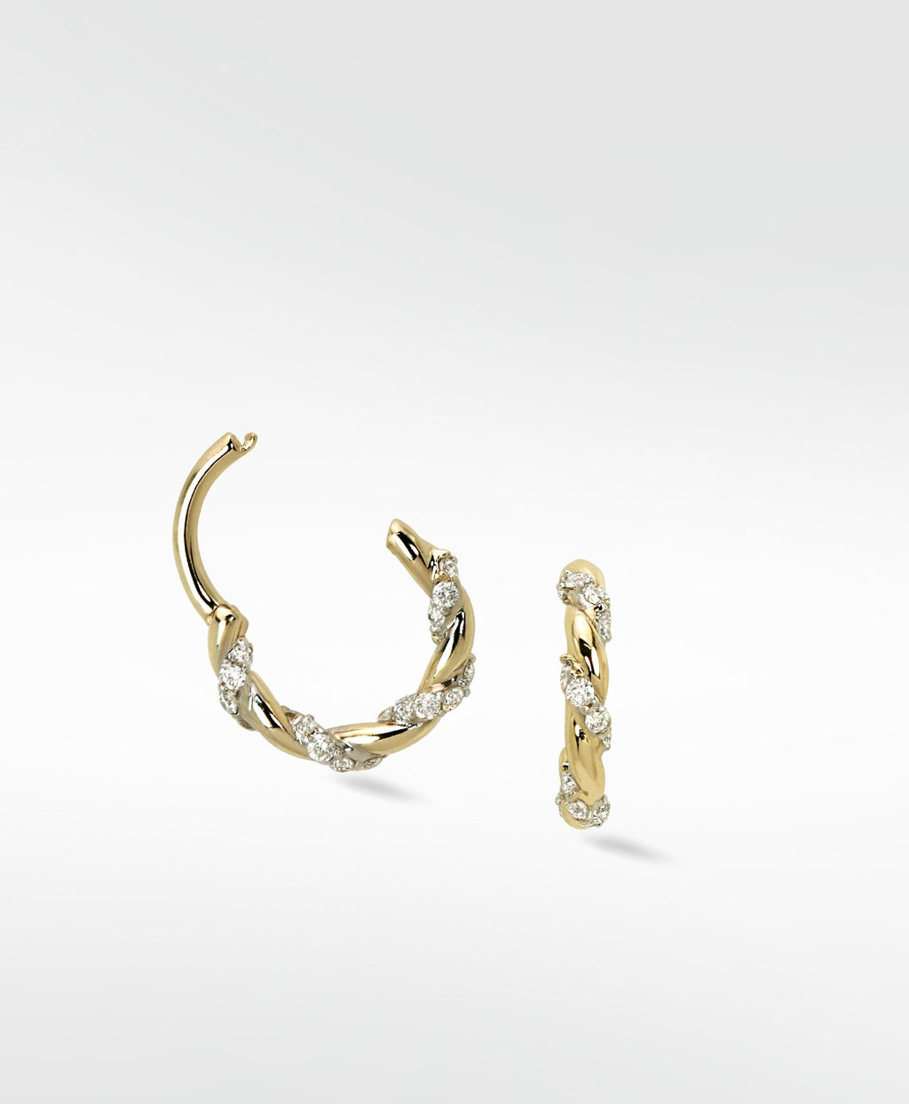 Twisted 14K Gold Earring w. Lab-Grown Diamonds