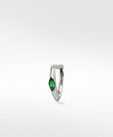 Marquise Set Knife Edged 14K Gold Hoop w. Emerald