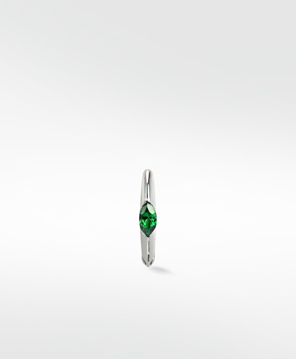 Marquise Set Knife Edged 14K Gold Hoop w. Emerald