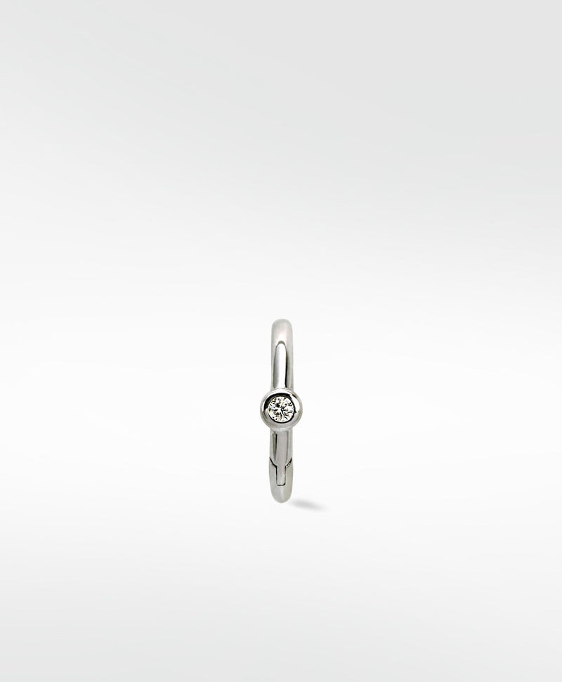 Simple Solitaire 14K Hvidguld Hoop m. Lab-Grown Diamant