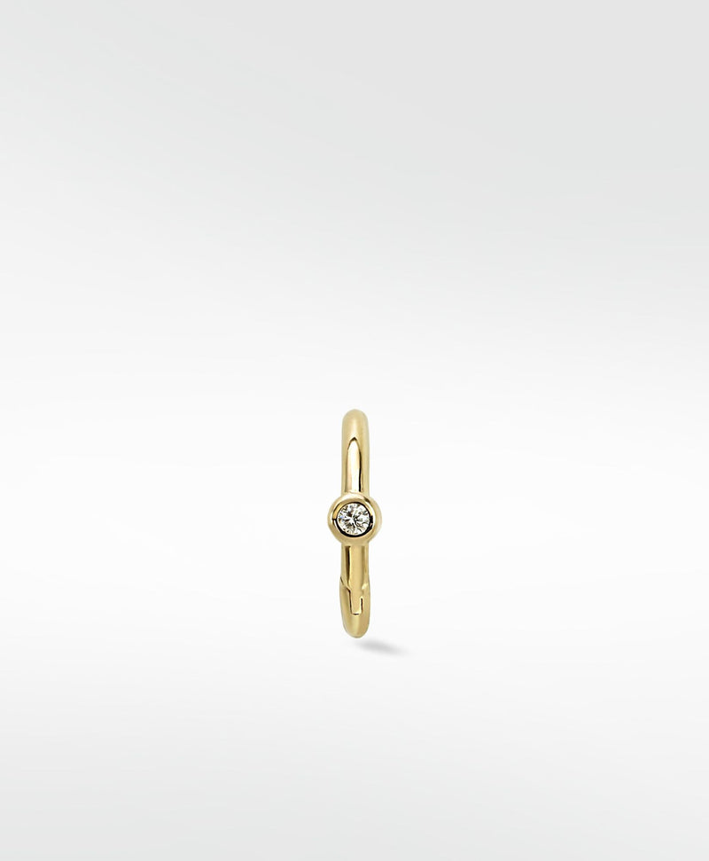 Simple Solitaire 14K Gold Hoop w. Lab-Grown Diamond