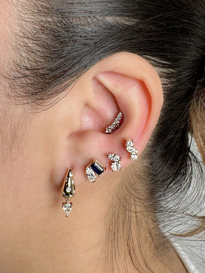 Nocturnal Pear Drop Statement 14K Gold Hoops w. Lab-Grown Diamonds