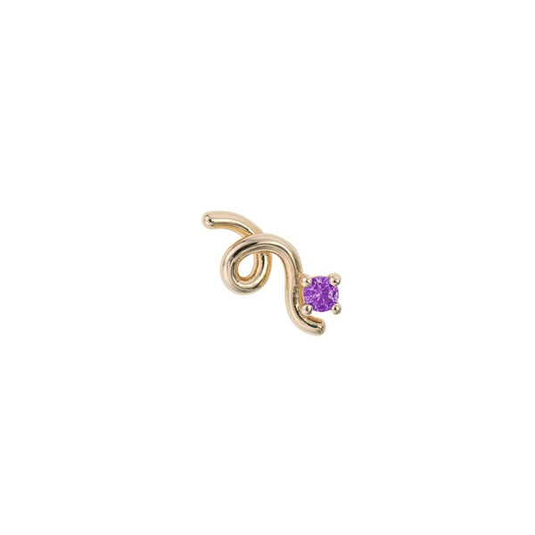 Mini Loop 9K Gold Earring w. Amethyst