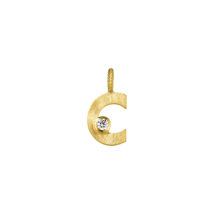 Small Letter C 18K Gold Pendantw. Diamond