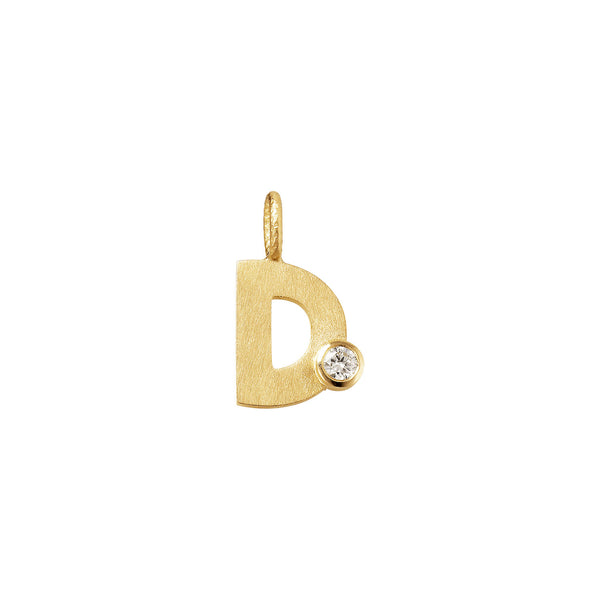 Lille Bogstav D 18K Guld Vedhængm. Diamant