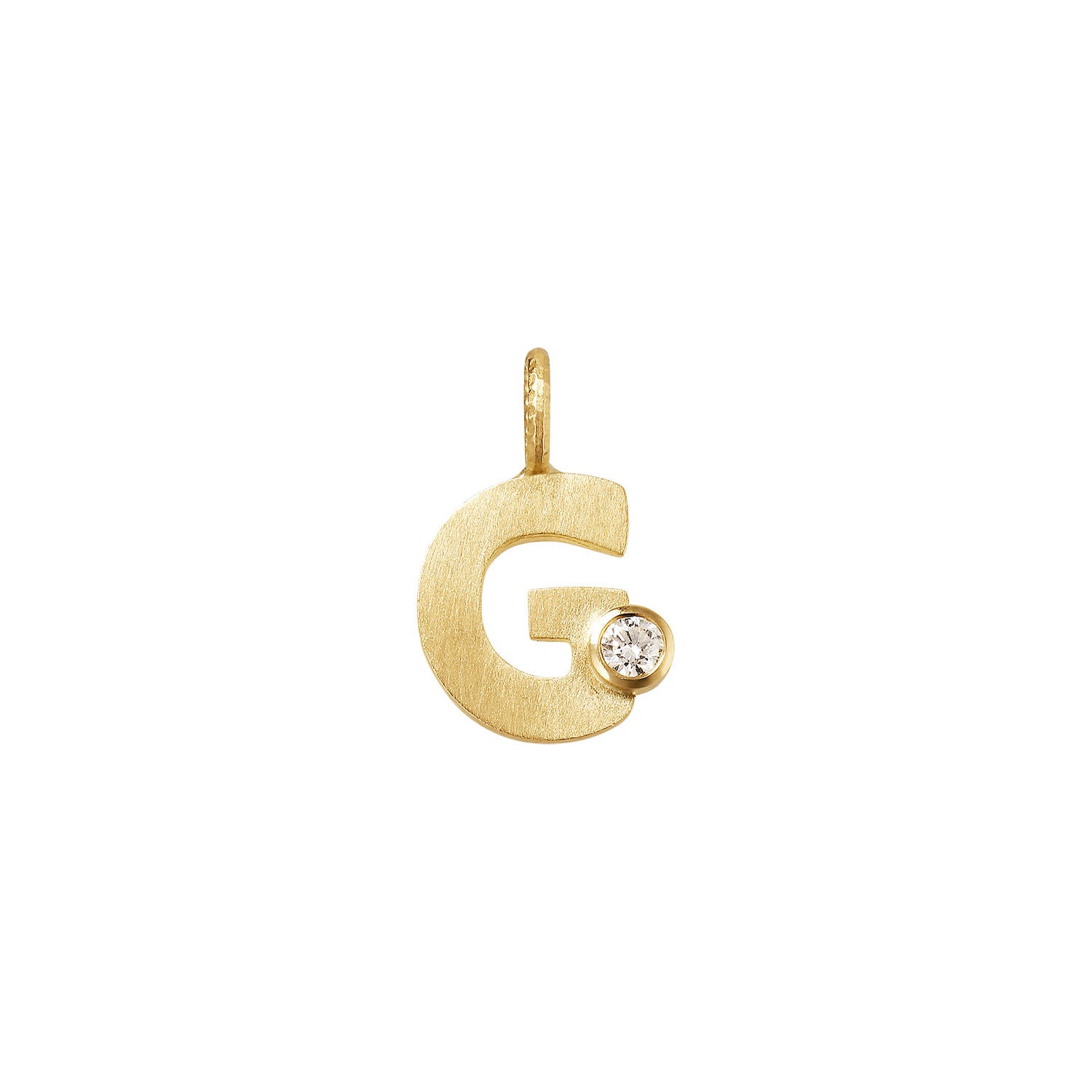 Small Letter G 18K Gold Pendant w. Diamond