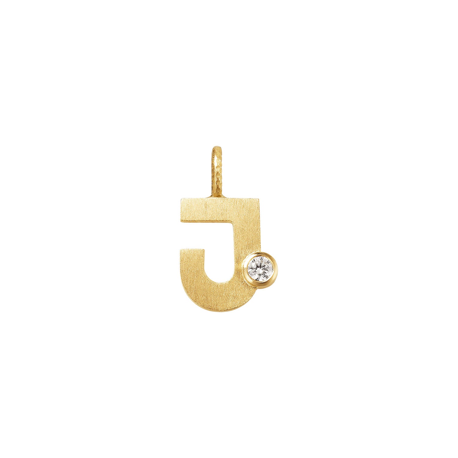 Small Letter J 18K Gold Pendant w. Diamond
