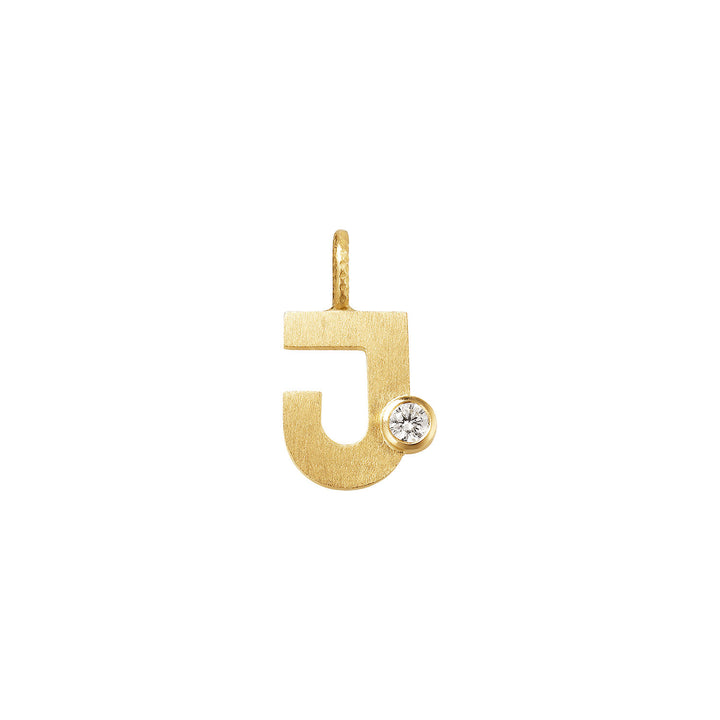 Small Letter J 18K Gold Pendantw. Diamond
