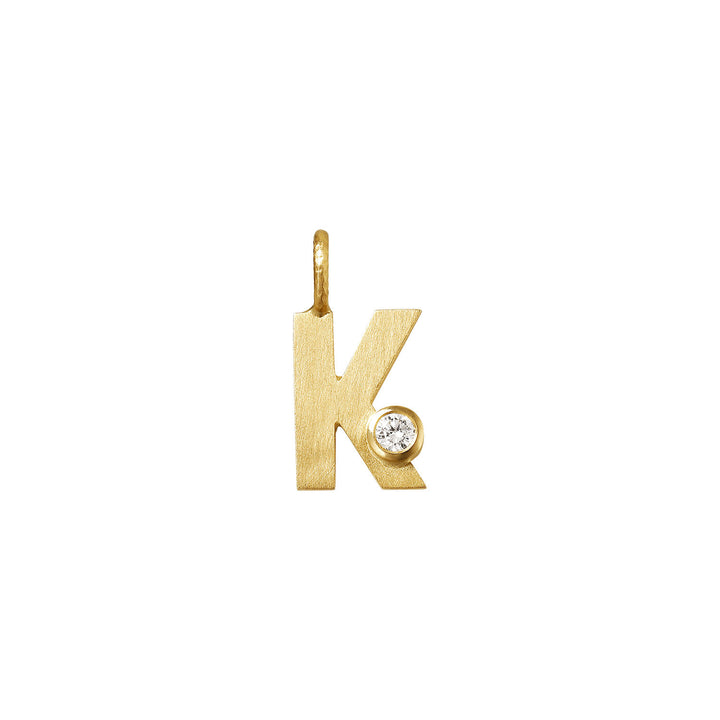 Small Letter K 18K Gold Pendantw. Diamond