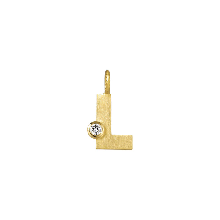 Small Letter L 18K Gold Pendantw. Diamond