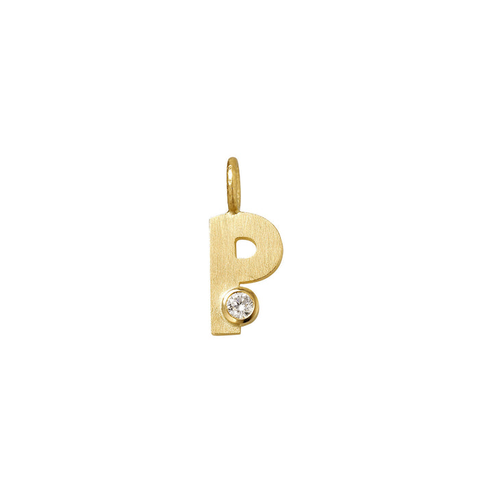 Small Letter P 18K Gold Pendantw. Diamond