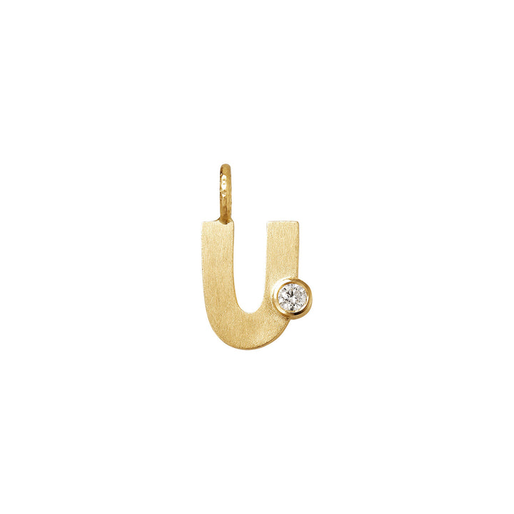 Small Letter U 18K Gold Pendantw. Diamond