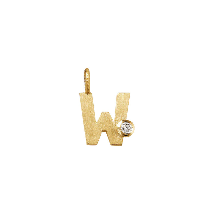 Small Letter W 18K Gold Pendantw. Diamond