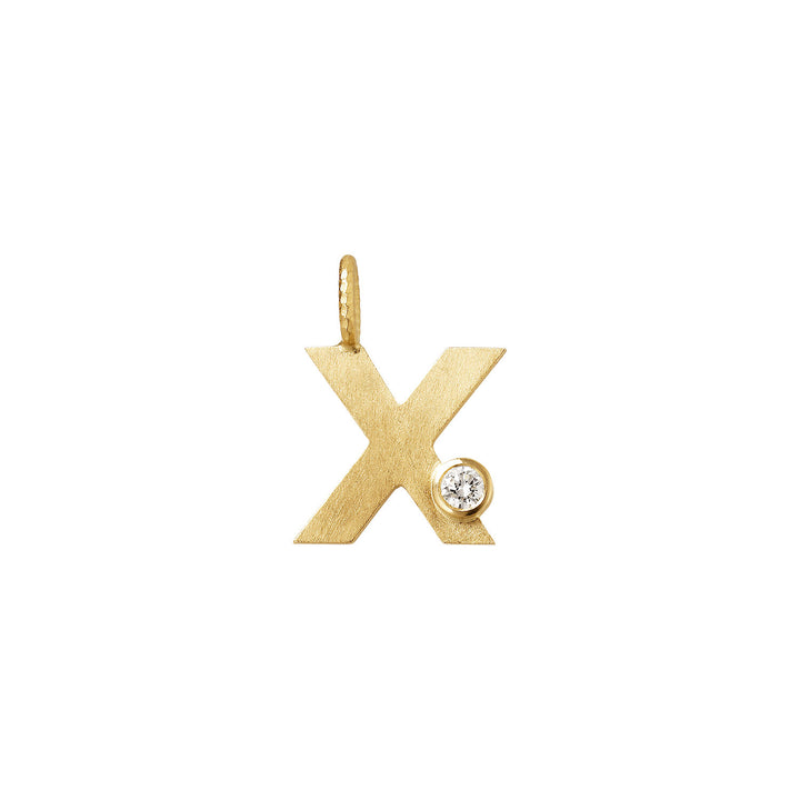 Small Letter X 18K Gold Pendantw. Diamond