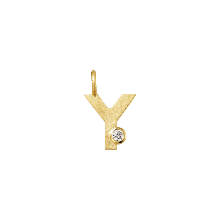 Small Letter Y 18K Gold Pendantw. Diamond