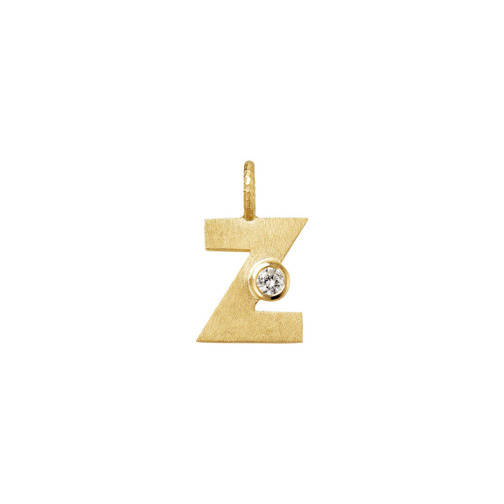 Small Letter Z 18K Gold Pendantw. Diamond