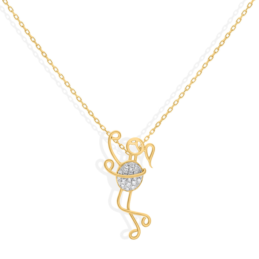 Jade 18K Gold Necklace w. Diamonds