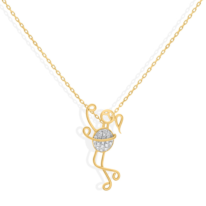 Jade 18K Gold Necklace w. Diamonds