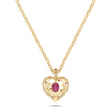 Elixir Heart 18K Gold Necklace w. Ruby & Diamonds