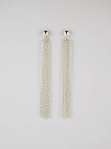 Long Pompons Silver Earrings