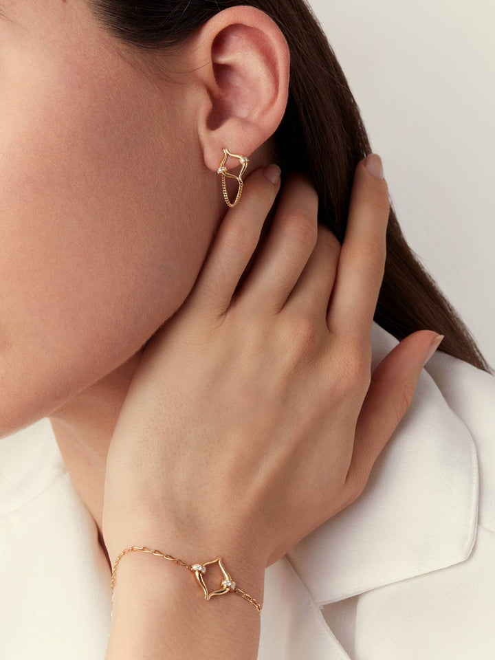 Eboris Chain Link 18K Gold Earring w. Lab-Grown Diamonds