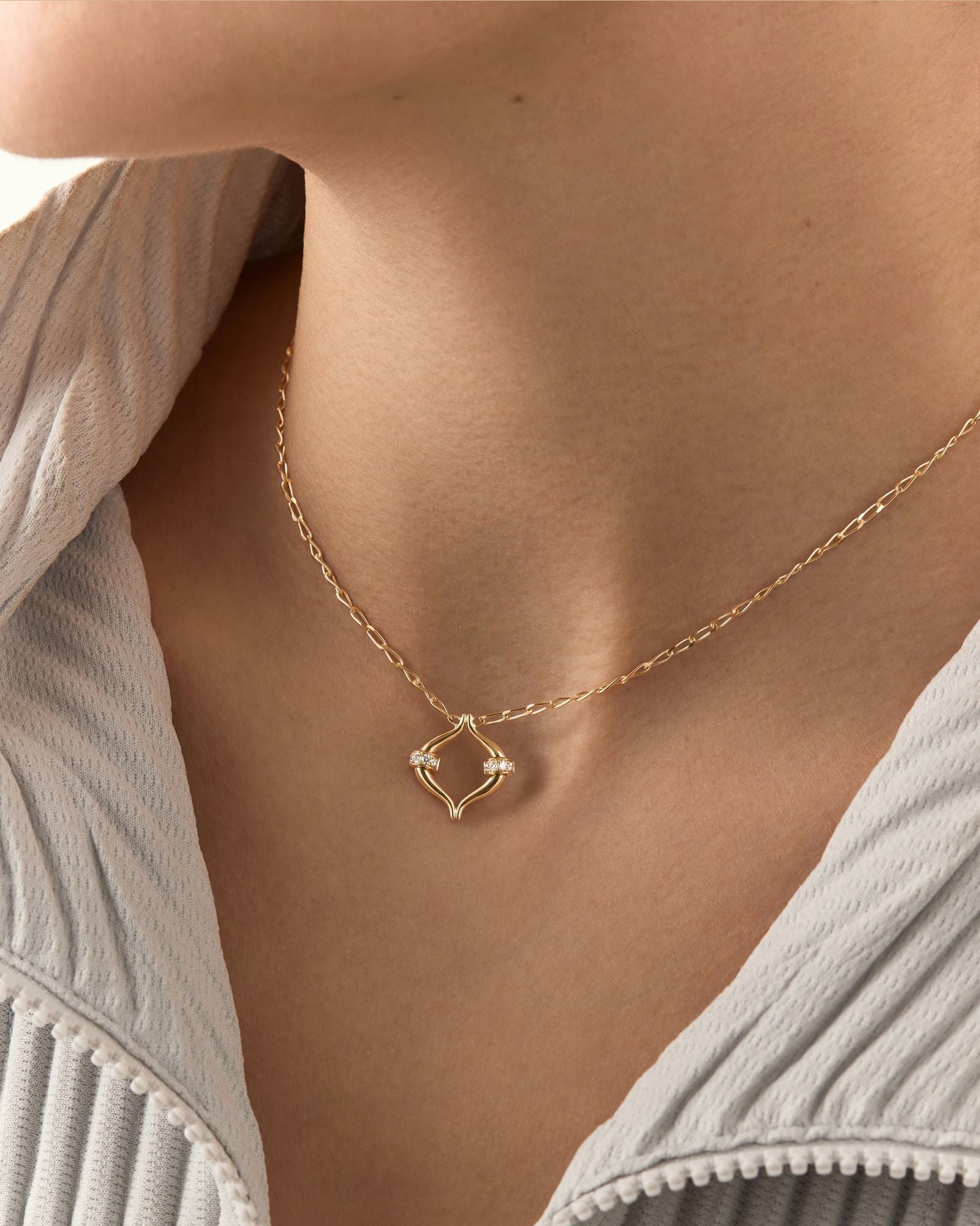 Eboris Link Paved 18K Gold Necklace w.Diamonds