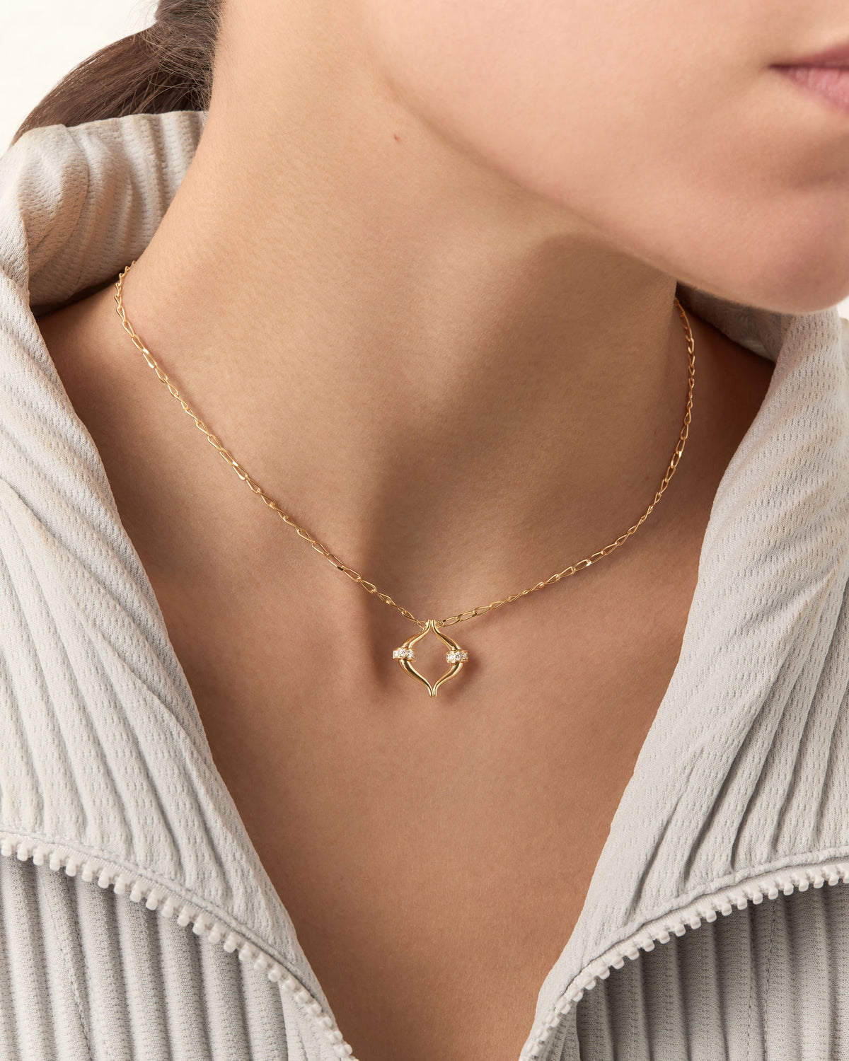 Eboris Link Paved 18K Gold Necklace w.Diamonds
