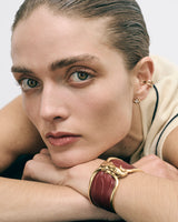 Elefant Bordeau Læder & 18K Guld Armring